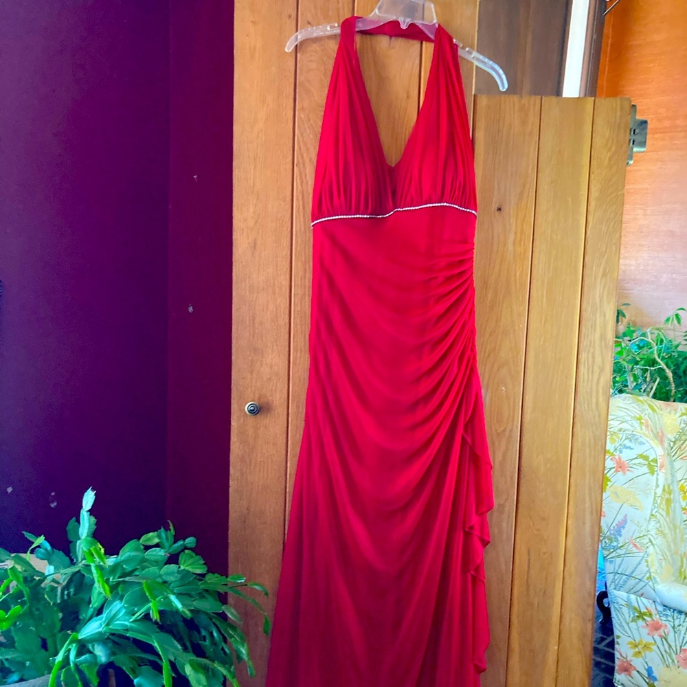 Blonde Nites By Linda Bernell. Halter Dress Red